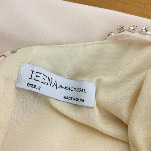 Ieena For Mac Duggal Column Gown Size 2 Rhinestone Halter Neckline In Porcelain - Picture 4 of 13